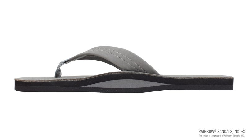 Rainbow Sandals Men's Premier Leather Single Layer Wide Strap with Arch, Grey, Men's Small 7.5-8.5 B(M) US - Image 2